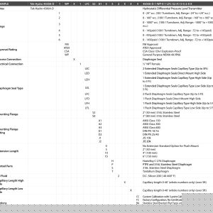 TEK-HYDRO 4500A-D SERIES DIFFERENTIAL PRESSURE LEVEL TRANSMITTER Model Chart