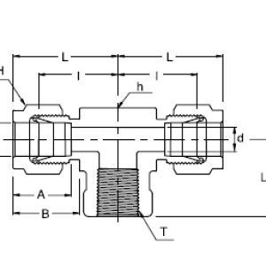 Female Branch Union Tee Tube Fittings Dimensions